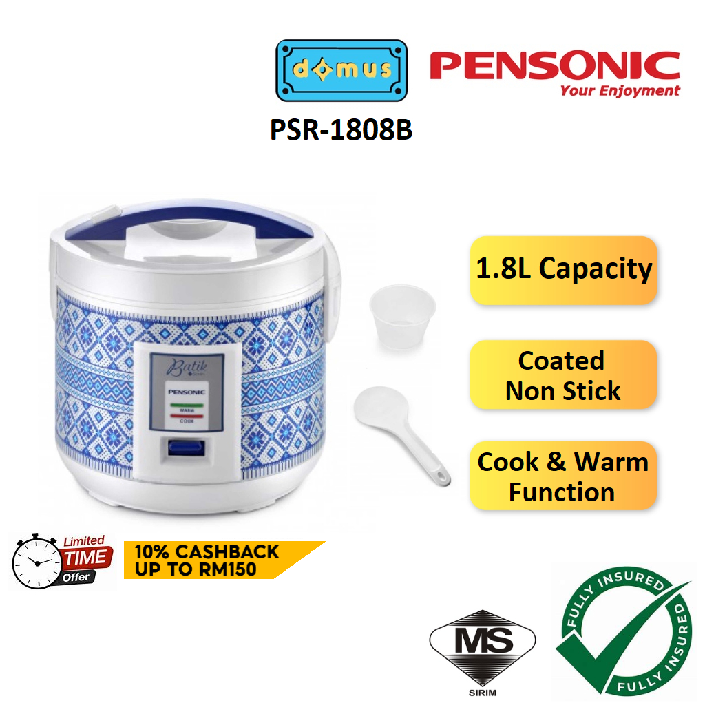 Pensonic Batik Series Jar Rice Cooker With Food Steamer Tray Periuk Nasi Elektrik 电饭煲 電飯鍋 1.8L PSR-1808B