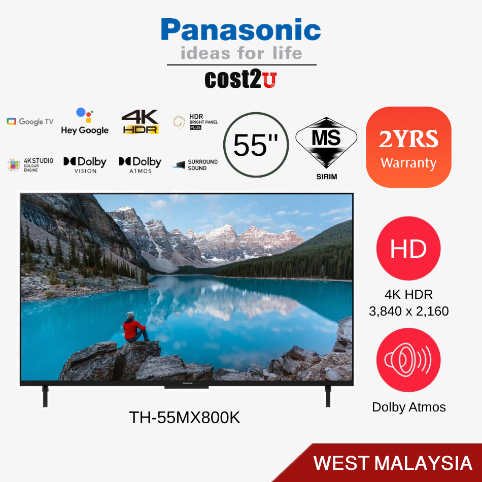 Panasonic LED 55/65" 4K HDR Android Smart TV Dolby Atmos | TH-55MX800K TH-65MX800K (Television Google TV 电视机)