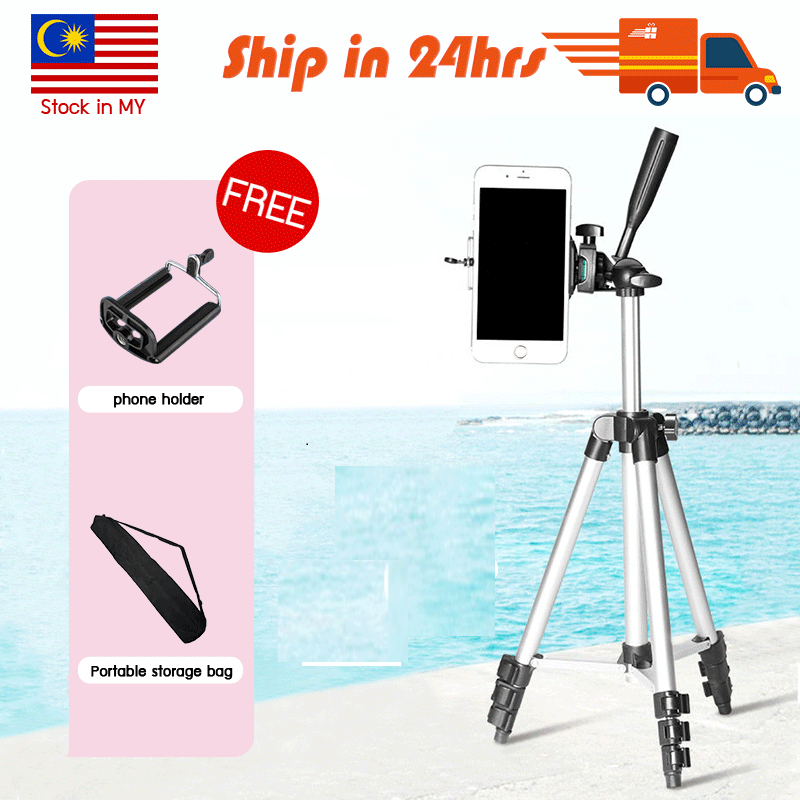 [Ready Stock] Portable 1m Tripod Stand Camera Stand Camera Stand Selfie tripod Phone Holder ,livestream tiktok