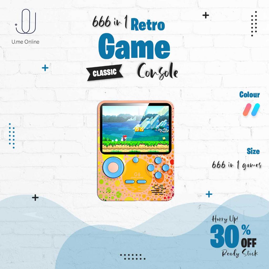 U.me G6 Power Bank with 666 Games In 1 Rechargeable Video Gameboy 6000amh Retro Classic Console Palm| G6充电宝游戏机