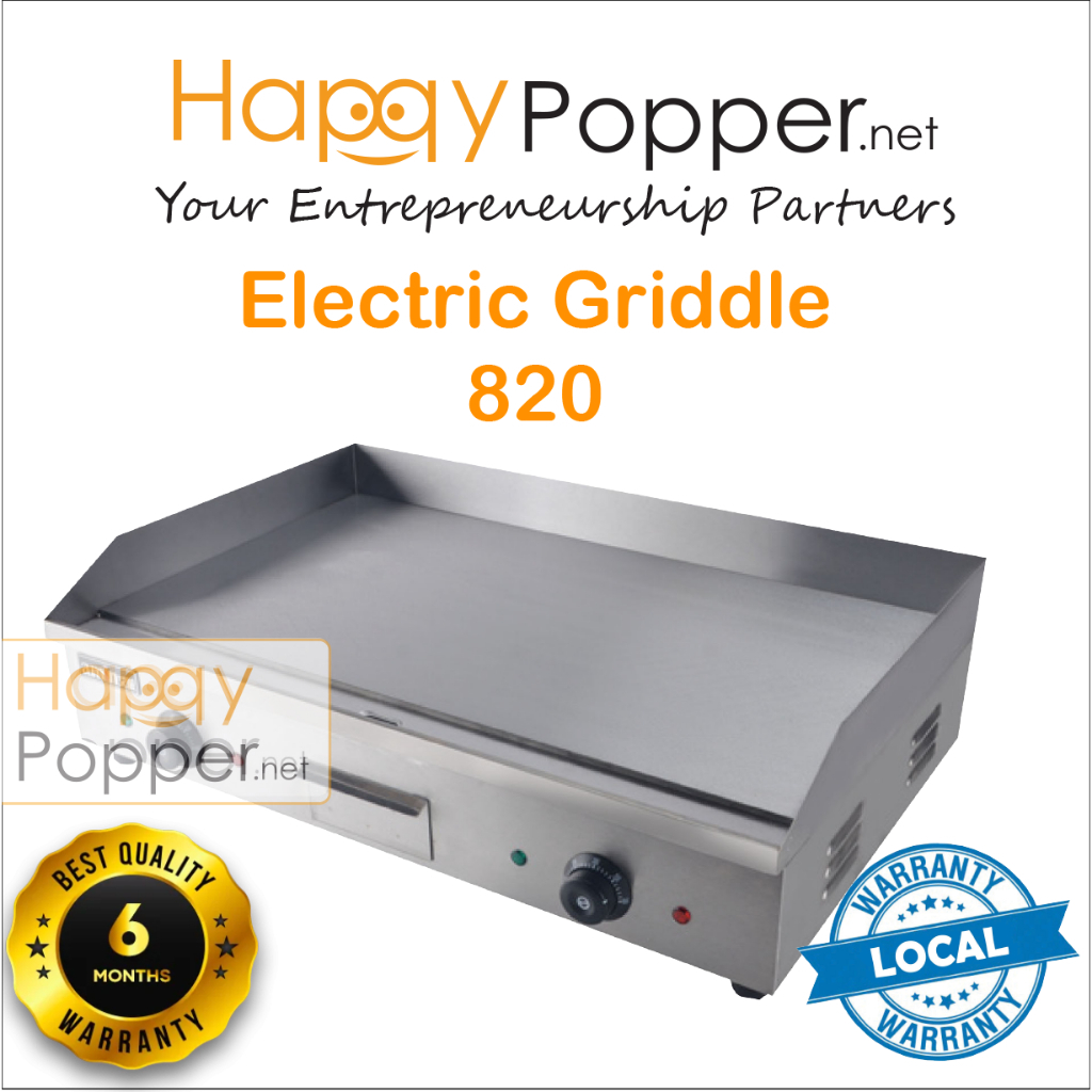 Happypopper Commercial Stainless Steel Teppanyaki Electric Griddle 820 BBQ Griddle Western Burger Flat Plate Dapur Heavy