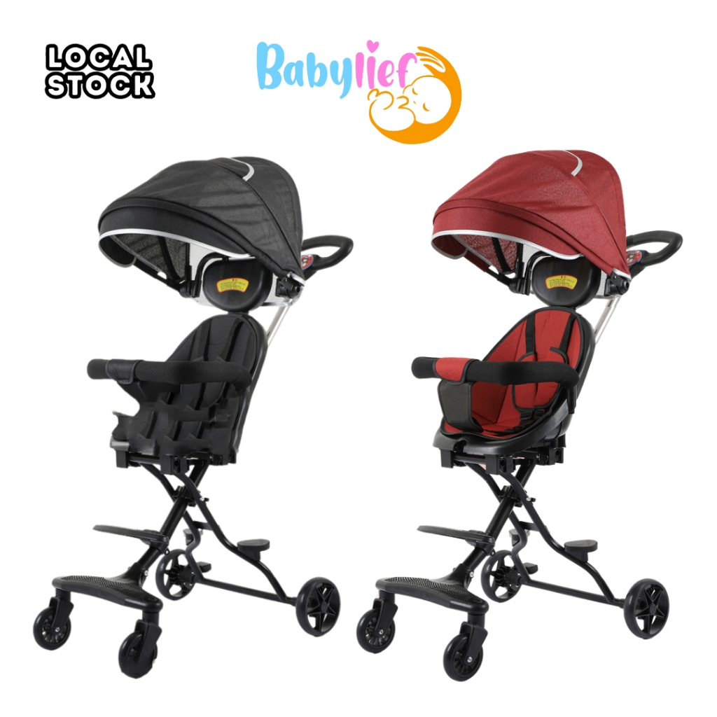 Babylief 4 Wheels Baby Stroller 2way Magic Kids Stroller (6mths to 4yo) Foldable Adjustable Canopy Spinal Support BL001