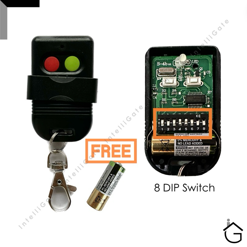 AUTOGATE REMOTE CONTROL KEY 8 DIP SWITCH 2 CHANNEL 330 MHZ / 433 MHZ