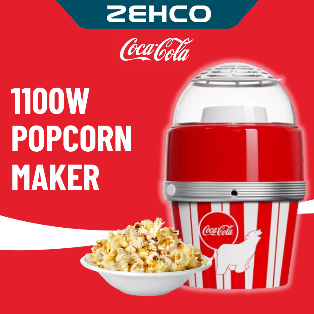 Coca-Cola 1100W Popcorn Maker Machine 2 Minutes Fast Pop Automatic Electric Popcorn Machine Mesin Buat Popcorn 可口可乐爆米花机