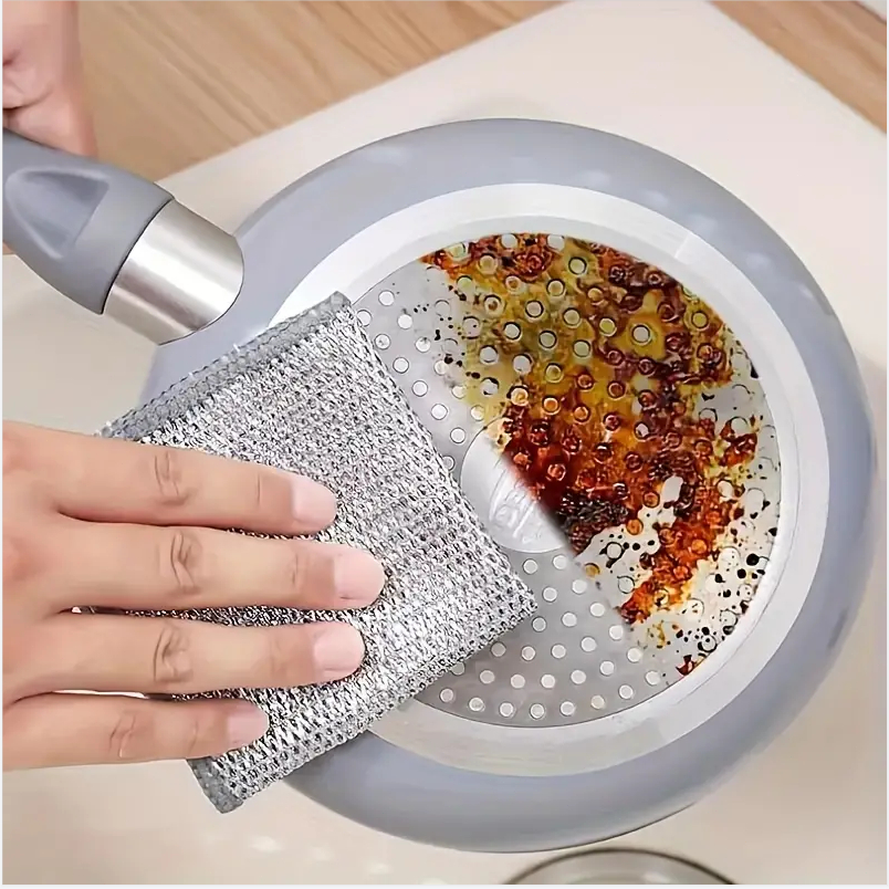 Multipurpose Wire Dishwashing Rags Rust Removal Cleaning Cloth Kitchen Magic Dishwashing Towel Metal Steel Clean Tools