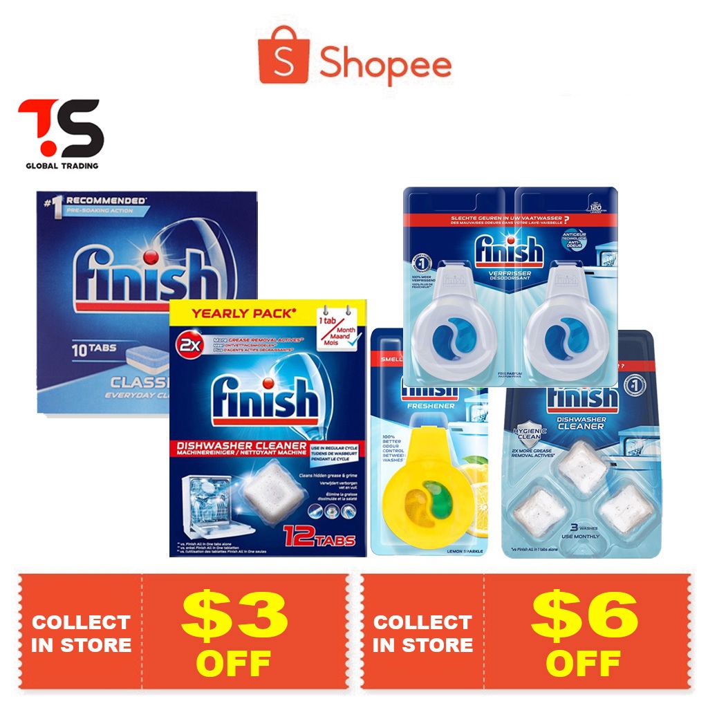 Finish Machine In-Wash Dishwasher Cleaner (3 / 12 tabs) / Deodorant Odorstop Duopack / Lemon /Classic Dishwasher 10 tabs