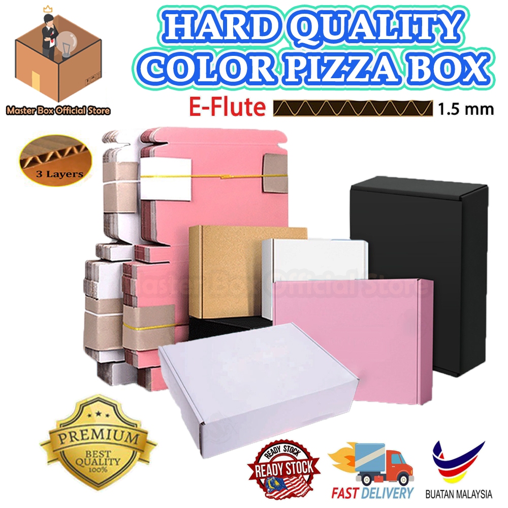 Colour Gift Box / Plain Craft Box / Pizza Box / Carton Box / Packing Box / Packaging Box / Kotak - Black Pink White