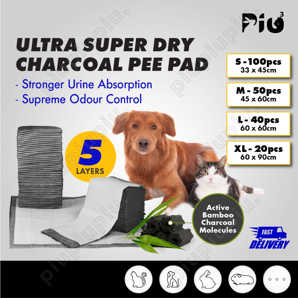 [24HR SHIP] PREMIUM CHARCOAL PET PEE PAD Wee Wee Pad Pet Pad Sheet Dog Training Pad Cat Rabbit Pet Diaper Toilet 猫狗 宠物尿片