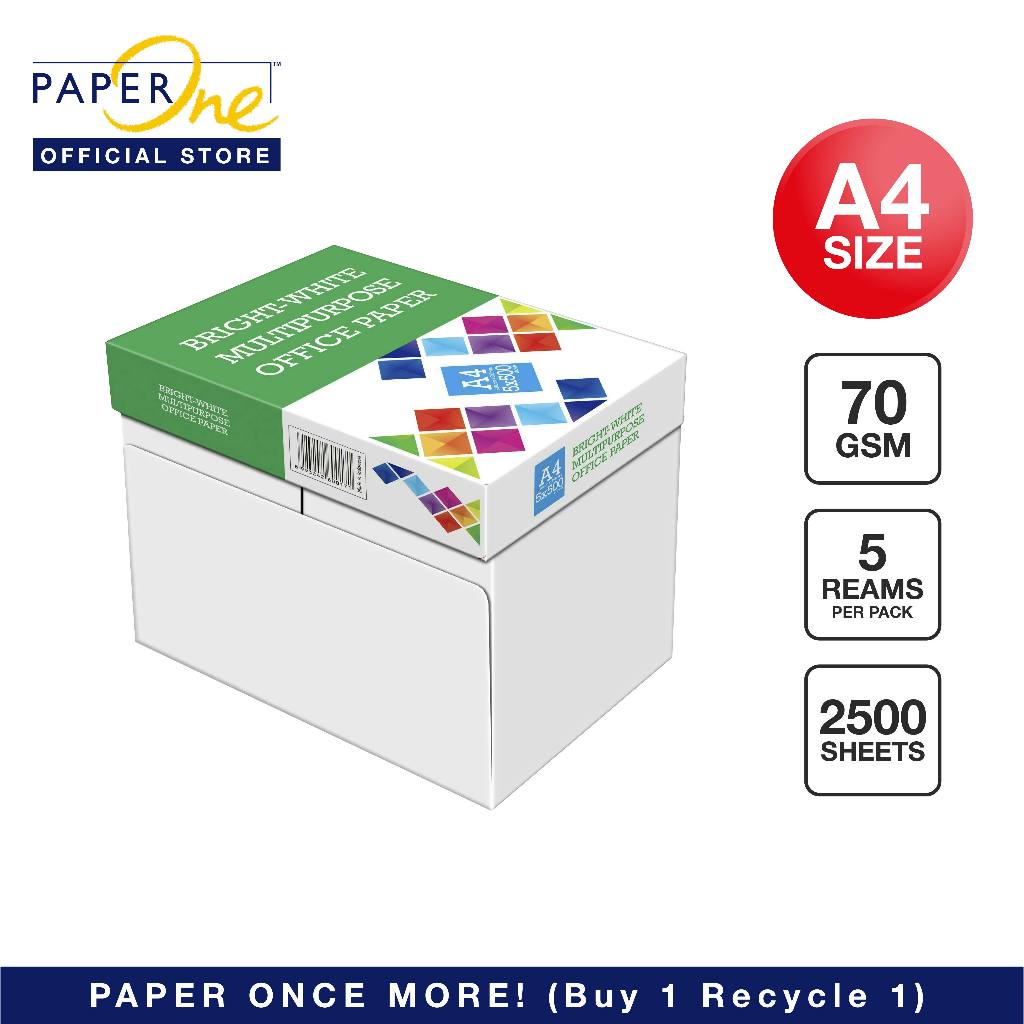 Bright-White A4 Multipurpose Office Paper 70gsm 2500 Sheets (5 Reams)