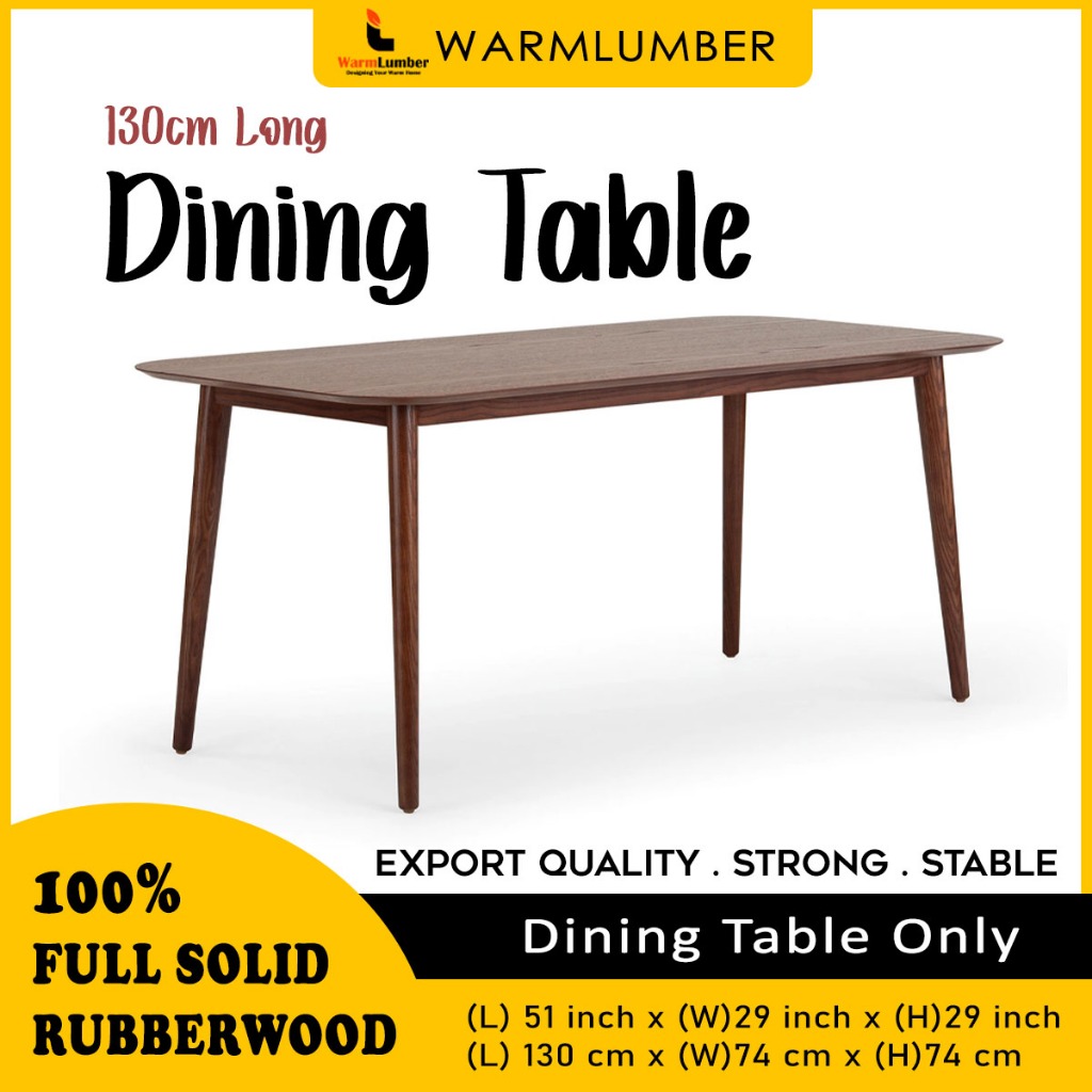 130x74cm Solid Rubberwood Dining Table Only Meja Makan Kitchen Desk Scandinavian Wooden Rectangle Tables Meja Kayu