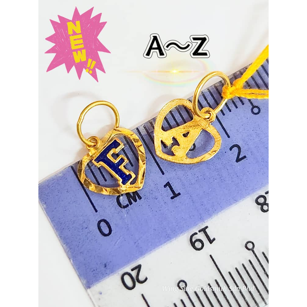 Wing Sing 916 Gold 2C Love Alphabet Pendant / Loket Huruf Emas 916 (A to Z)