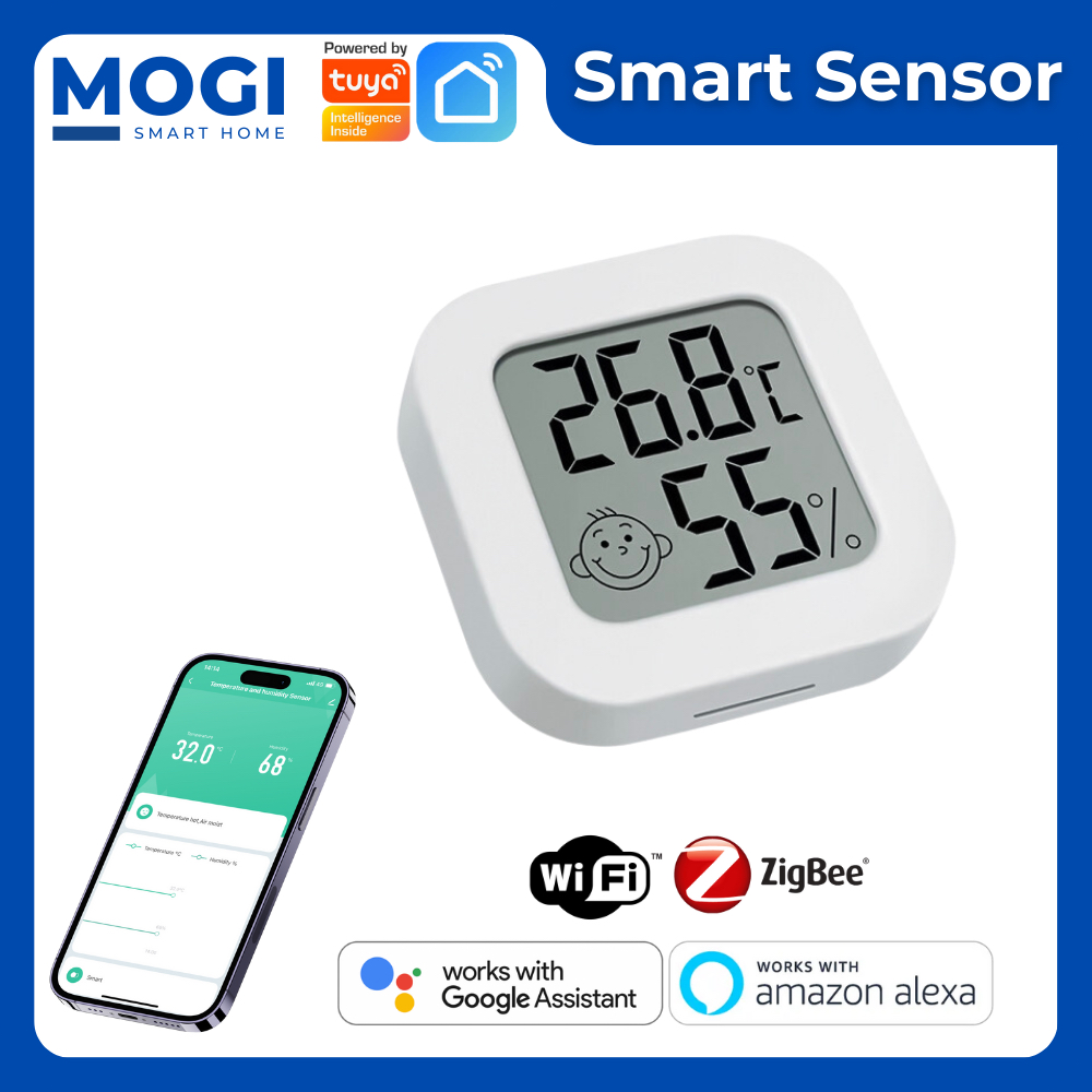 MOGI Tuya Temperature & Humidity Wifi Zigbee Wireless Smart Sensor Alarm Alexa Google Home