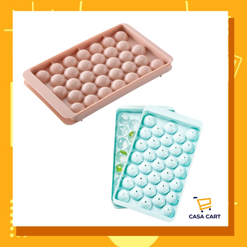 CASA CART Dulang Ais Bola Bulat Tertutup Acuan Kiub Ais Plastik Isi Rumah Peti Ais Acuan Bebola Ais Kotak Ais Acuan Ais