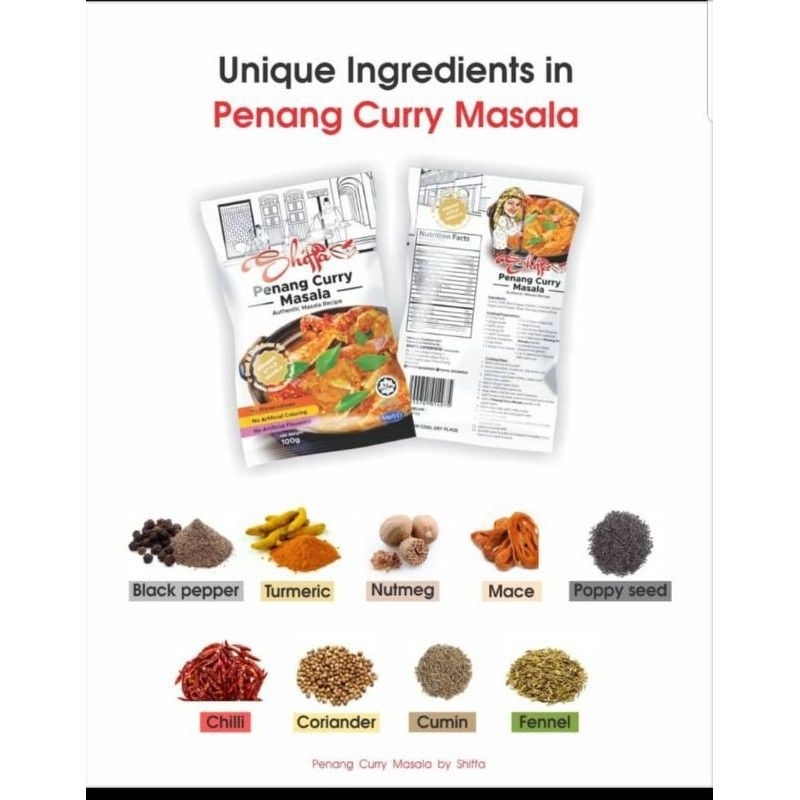 Penang Curry Masala Rempah Shifa Ketam,Udang dan Sotong 100g