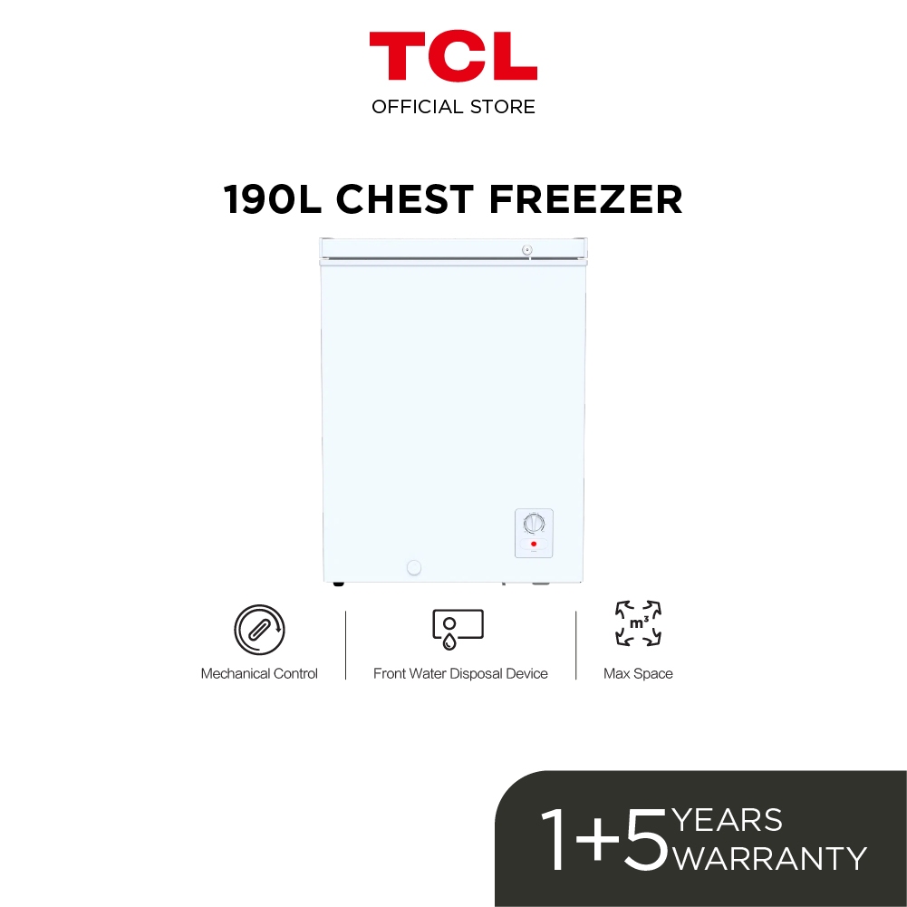 TCL 190L Chest Freezer with Big Space, Mechanical Control, 3 Star Energy Saving TCF-190FC