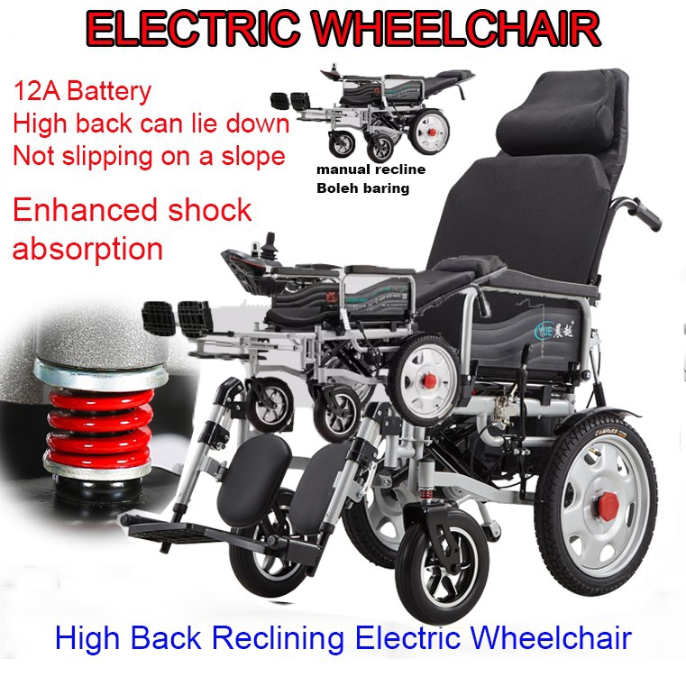 (Lie down) Reclining High Back German PRIMIUM Electric Foldable Wheelchair - High Back kerusi roda elektrik