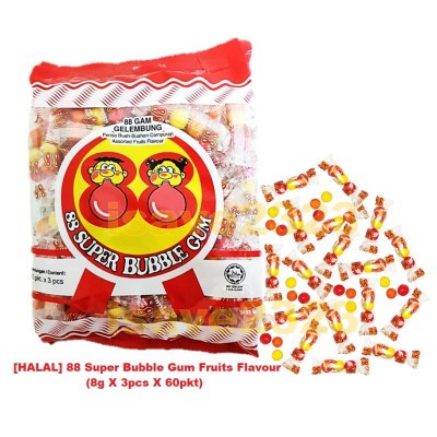 88 Super Bubble Gum chewing gum 60pkt x 3biji