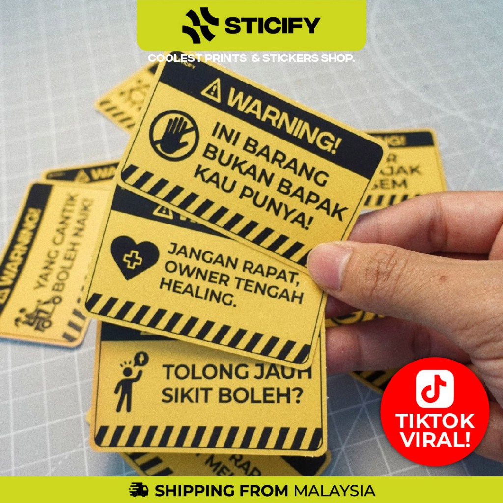 Warning Stickers Collections Ini barang, Jangan Rapat Sticker Kereta Motor