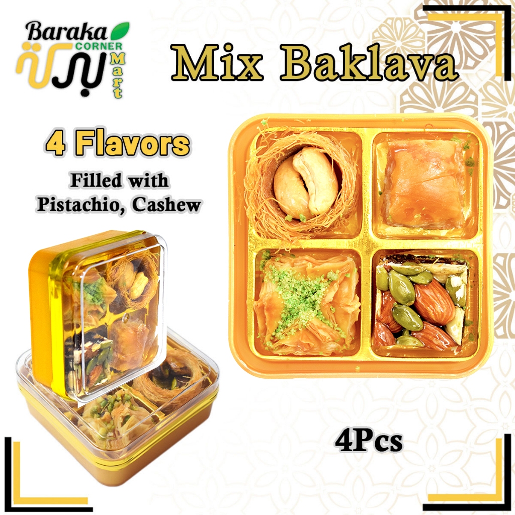 Premium Turkish Baklava Sweet | Mix Baklava Gift Box | Fresh Stock 4Pcs