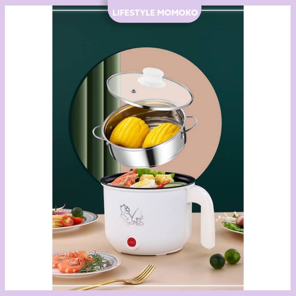 1.8L Non Stick Electric Pot /Mini Rice Cooker With Steamer Frying Pan Electric Cooker Cooking Pot Periuk Nasi 蒸锅 电子锅