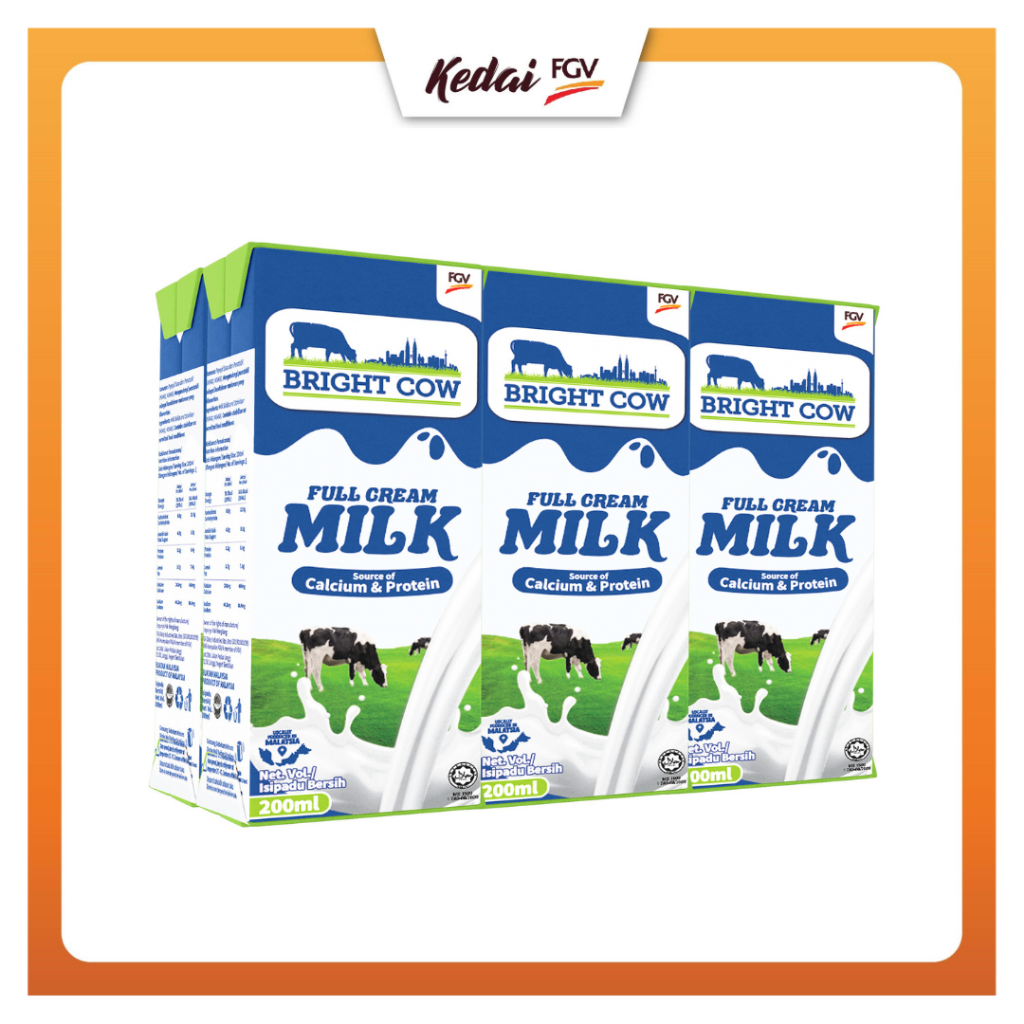 BRIGHT COW Full Cream UHT Milk (200ml) x 6