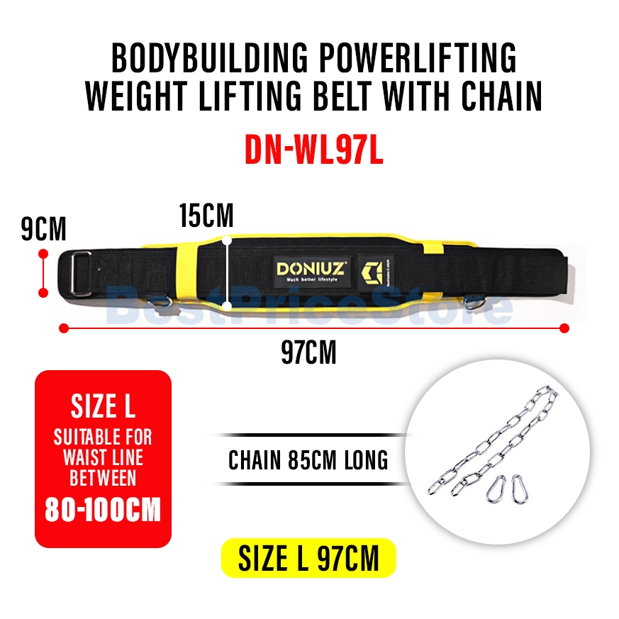 BPS Heavy Duty Premium Weight Lifting Belt 50kg Durable Weightlifting Dip Belt Pull Up Body Weight T