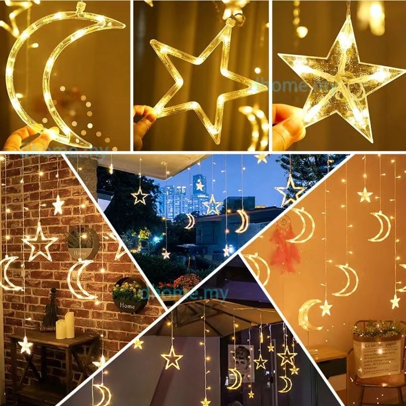 RAYA 3.5 METER 6 Large Star Moon 6 Small Star LED Deco Light Wedding Deepavali X’mas Lampu Decoration LED Hari Raya