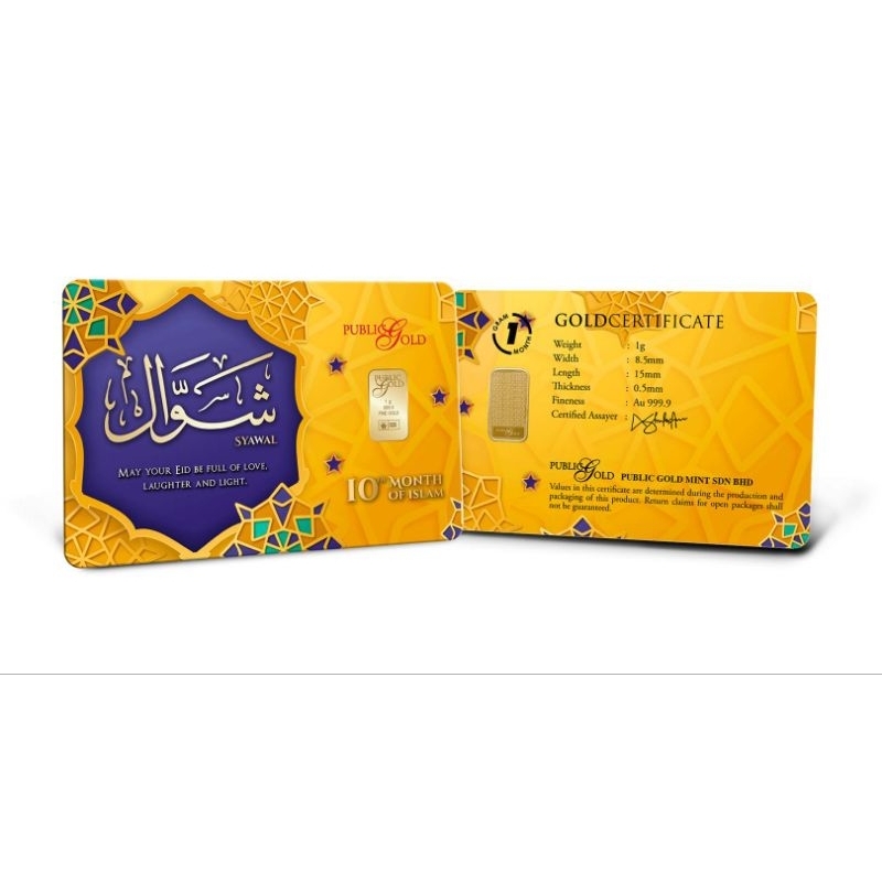 SYAWAL Public Gold 1 gram 24K Emas Tulen 999 Original Gold Bar&hellip;
