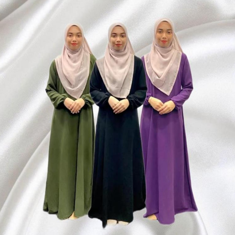 Jubah Rose Farwa Zip Belakang CEY Plain Ironless