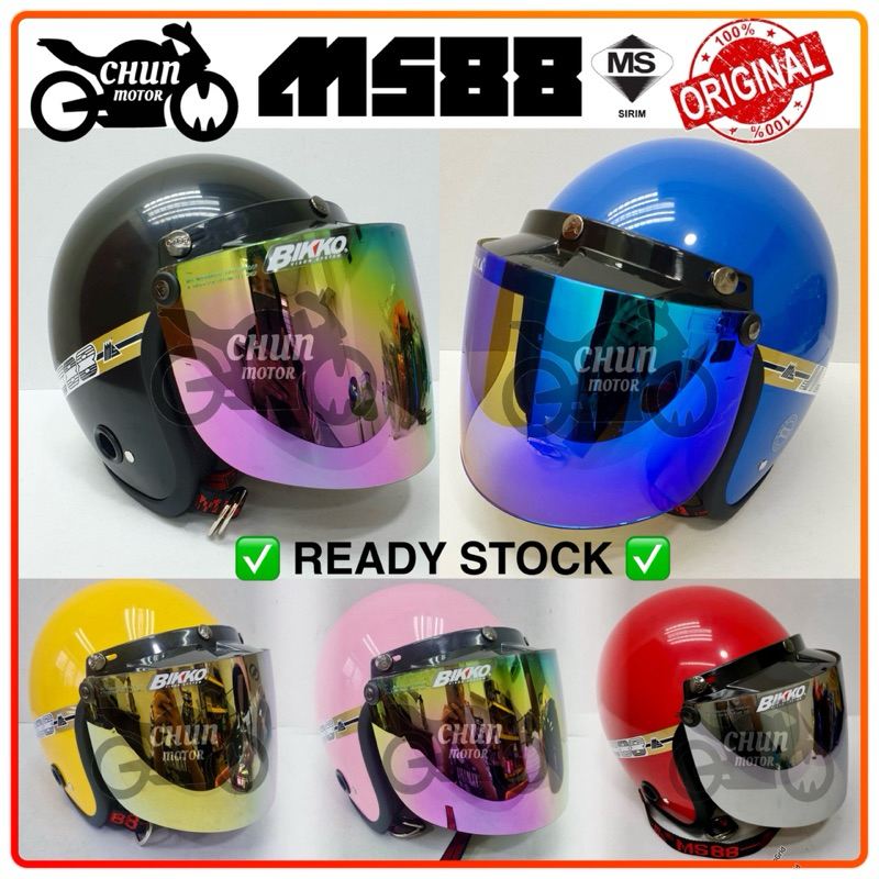 100% ORIGINAL MS88 Helmet with Bikko Visor Bogo Visor BKP Cruiser Rainbow (Sirim Lulus)