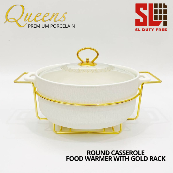 Raya Sale (Ready Stock!!) Queens Round Casserole 12" Food Warmer with Gold Rack - Bekas Hidang Lauk Raya