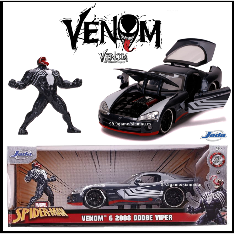 Jada 1:24 Diecast 2008 1:24 Dodge Viper SRT10 with Venom Figure, Unisex Adult