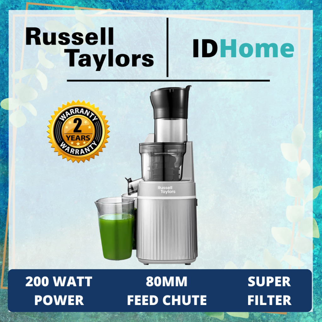 【  RM10 VOUCHER 】 Russell Taylors Masticating Cold Press Slow Juicer with 80mm Wide Feeding Tube SJ2