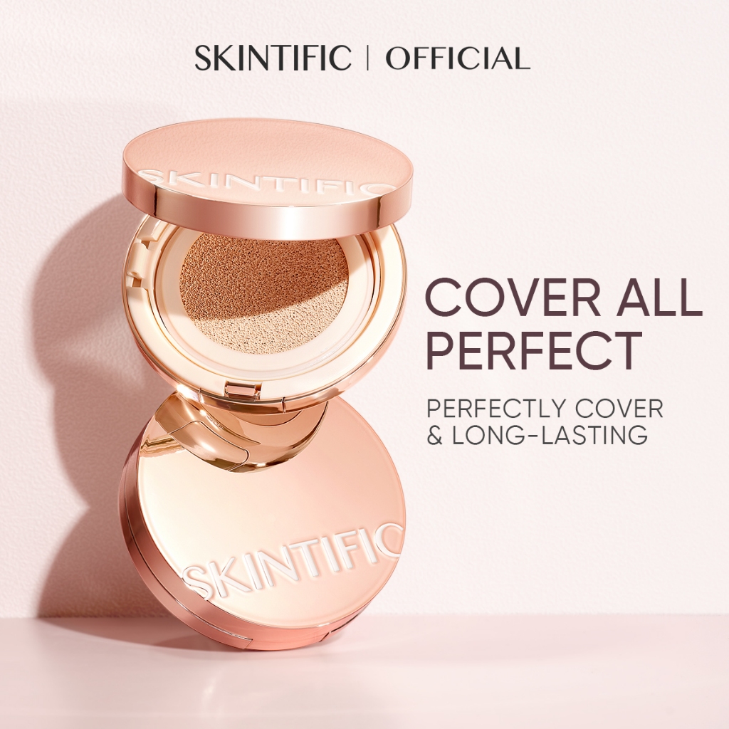 [100% Ori] SKINTIFIC Cover All Perfect Cushion High Coverage Poreless Flawless Foundation 24H Long-lasting SPF35 PA++++