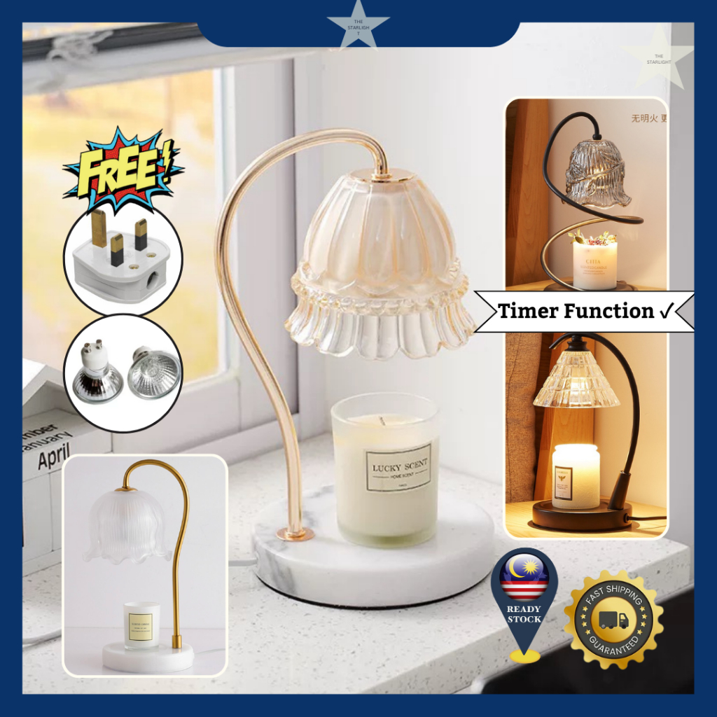 [French] Scented Candle Warmer Battery Table Lamp Cute Adjustable Dimmable Room Decoration Light Lampu Lilin Bateri