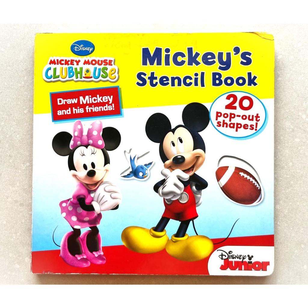 [Preloved Hardcover] Disney Mickey Mouse Club House Mickey's Stencil Book Draw Mickey and his friends(20 pop-out shapes)