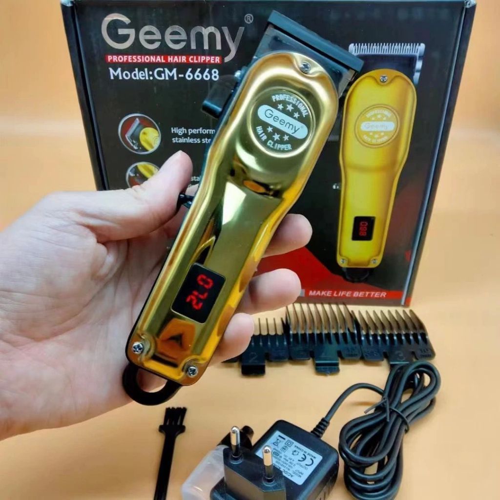 [Ready To Stock] Geemy Gm-6668 Cordless Rechargeable Hair Clippers Cutter Trimmer Shaver For Beard and Hair