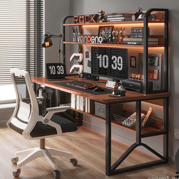 💛Desk Desktop Computer Desk Bookshelf Integrated Table Simple Bedroom Student Learning Writing Table Home Desk