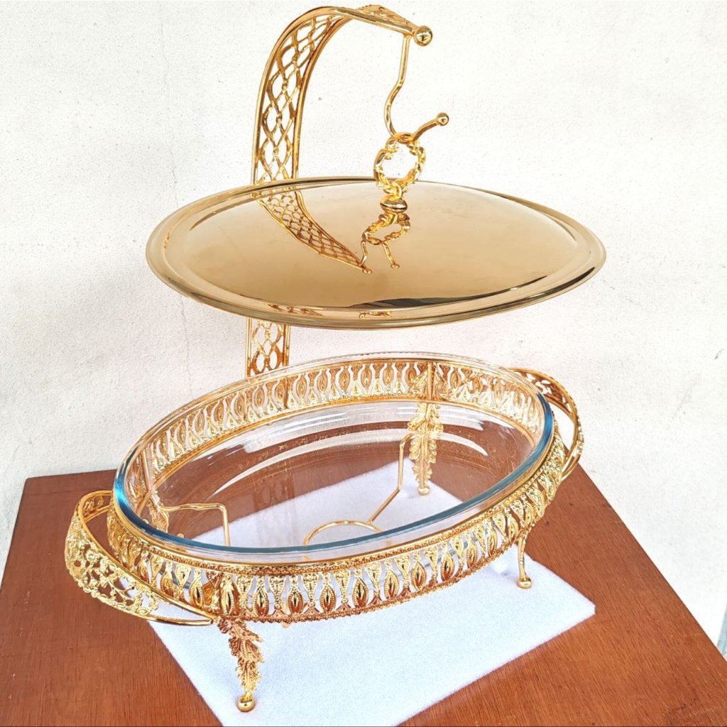 3.0L CHAFING DISH STAINLESS STEEL WARE FOOD WARMER / BUFFET GANTUNG (GOLD) [ OVAL ]