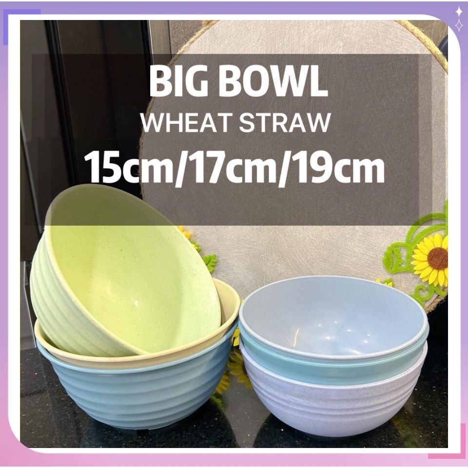 15cm/17cm/19cm Big Bowl Wheat Straw Colorful Tableware Fiber Large Cutlery Dinner Round Bowl 1件大号汤碗泡面碗小麦秸秆餐具圆形大碗家用汤碗