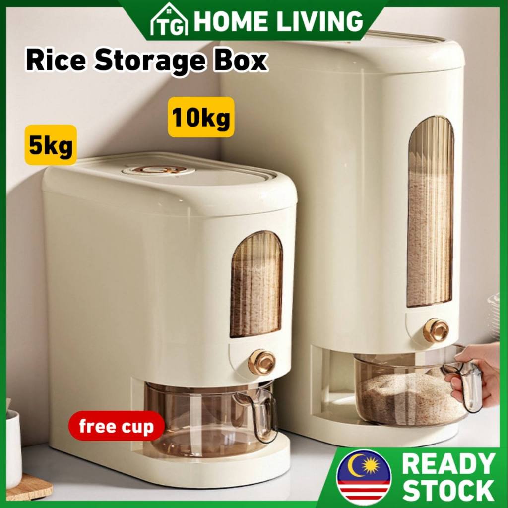 RAYA OFFER Kitchen Rice Storage Box Rice Container Rice Dispenser Insect Moisture Proof Storage Box Dapur Bekas Beras 米桶