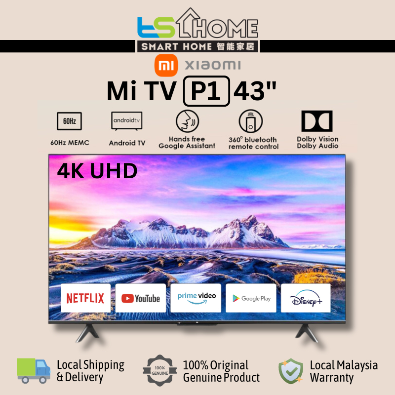 Xiaomi Mi TV 43" Series 4K AndroidTV 4S / P1 Full Screen Slim Frame Wi-Fi Built-in TV Android Box (43 inch)