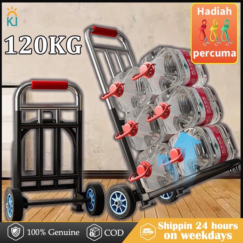 Foldable Trolley Hand Truck 6 Wheels Climb Stairs Troli Barang Pasar Malam Troli Heavy Duty Shopping Cart Extendable