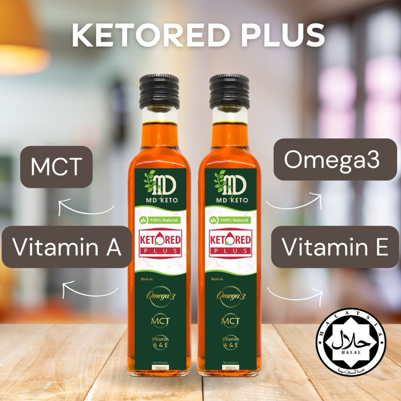 [MD Keto] Ketored Plus Palm MCT Oil 250ml keto red mct omega3 vitamin A & E C8 low carb keto diet bulletproof coffee