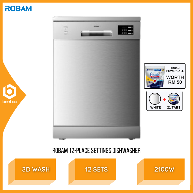 Robam Freestanding Dishwasher 60cm 12 Place Settings 6 Modes 12 Setting W602S BOS024 W602W Pencuci Pinggan