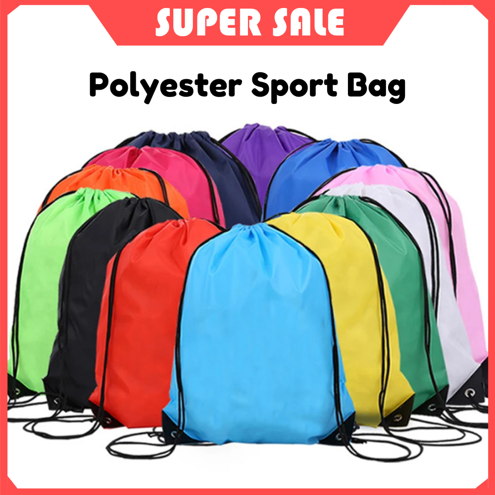 Polyester Drawstring Bag Waterproof Sport Bag Outdoor Storage Bag String Backpack Gym Hiking Marathon Beg Sukan 运动袋运动包