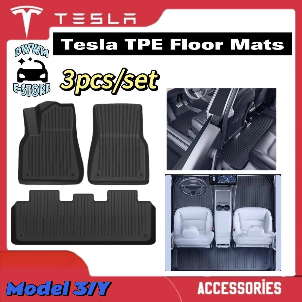 3pcs Tesla Model 3 Model Y Car TPE Non-Slip Floor Mats Carpet Pad Waterproof Front And Back Trunk Decorative Accessories