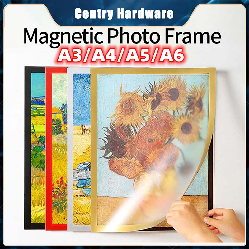 A4 Magnetic Photo Frame Self-adhesive Picture Frame Rectangle Poster Painting Frame Picture Display Rack Wall Sticky