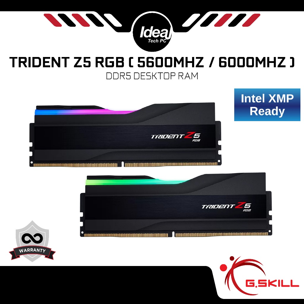 G.SKILL TRIDENT Z5 RGB | 5600MHZ / 6000MHZ | Black | DDR5 | 16GB x2 | Support XMP 3.0 | Desktop RAM