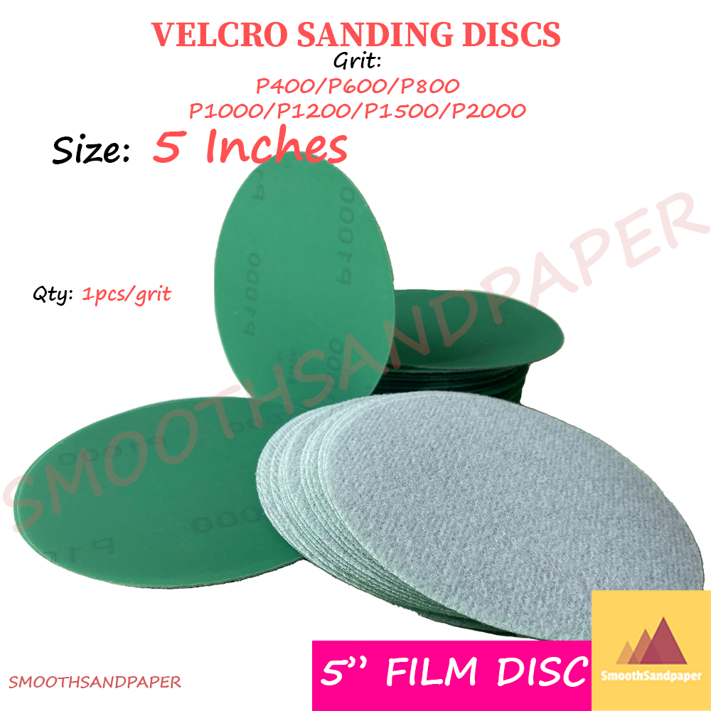 5Inches Velcro Film Wet Sanding Disc Sandpaper 聚酯薄膜绿砂圆砂盘 Polyester Film Abrasive Kalis Air Bulat 5'' image 6